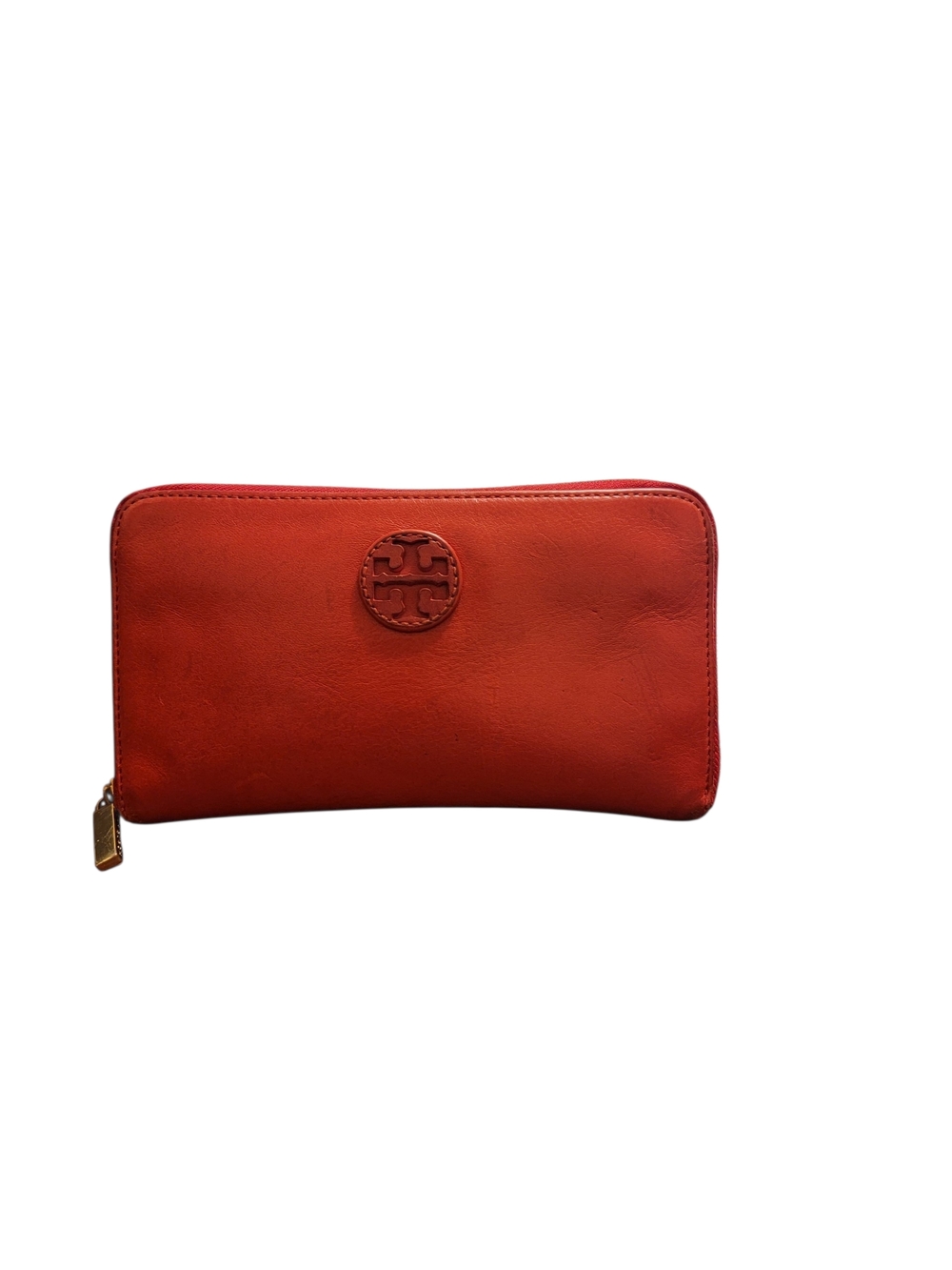 Tory Burch Red Zip-Around Leather Wallet